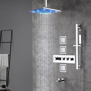 
                  
                    16inch LED 3 way digital thermostatic shower faucet with sliding bar and 4inch body jets
                  
                