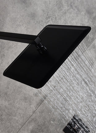 12 INCH or 16 INCH wall mounted 3 way matte black pressure balance Digital display rain showers with 6 body jets