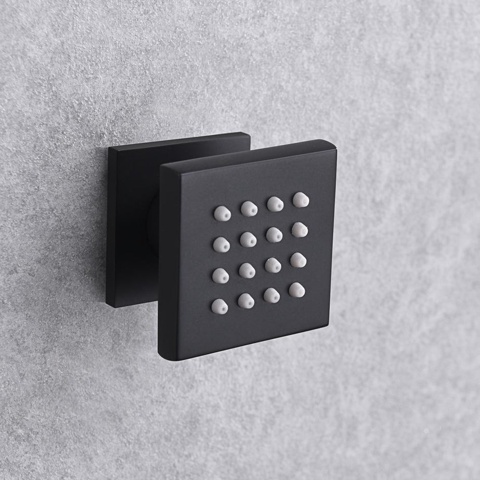 20 inch or 24 inch ceiling mounted  matte Black 3 way digital thermostatic valve that each function run at the same time and separately