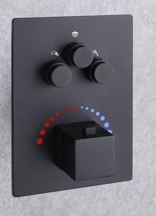 20'' Flushed on ceiling matte Black 3 way thermostatic shower faucets without body jets