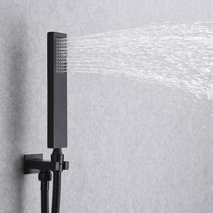 
                  
                    3 way Ceiling mounted 12 inch or 16 inch LED Matte Black anti-scald pressure balance Digital display valve  LED Shower Faucet with 6 body jets
                  
                