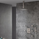 12 INCH or 16 INCH NON LED Brushed Nickel shower systems Ceiling Mount 3 way Thermostatic valve that each function work at the same time and separately