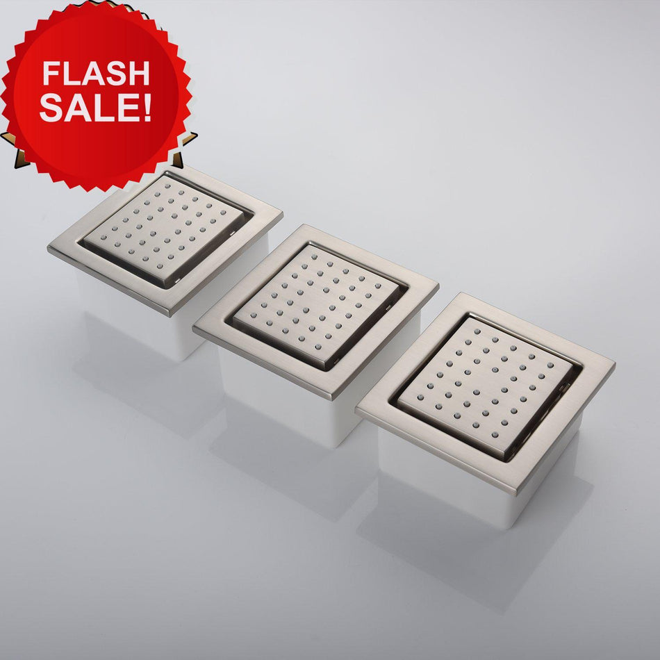 22inch rainfall and waterfall Brushed Nickel 4 Way Thermostatic Shower Faucet with 4inch Body Jet