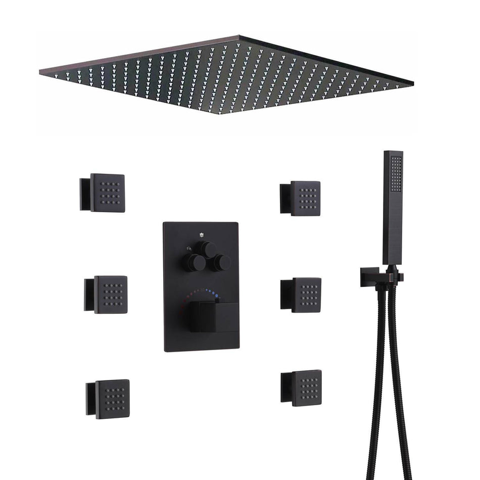 20'' ceiling mounted LED Oil Rubbed Bronze 3 way thermostatic valve that each function run at the same time and separately