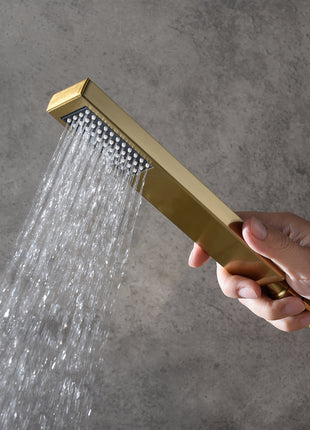 12 INCH or 16 INCH LED wall mounted 3 way Brushed Gold anti-scald Digital display rain showers with 6 body jets