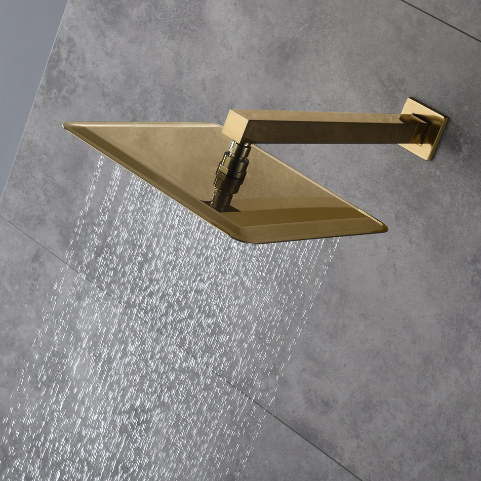 ceiling mounted rain shower 4 way Brushed Gold thermostatic shower sys ...