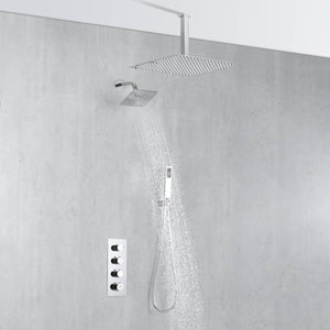 
                  
                    Chrome Ceiling 12 Inch or 16 inch Rainfall Shower Head Wall Mount 6 Inch Regular High Water Pressure Shower Head 3 Way Thermostatic Shower Faucet Each Function Work All Together And Separately
                  
                