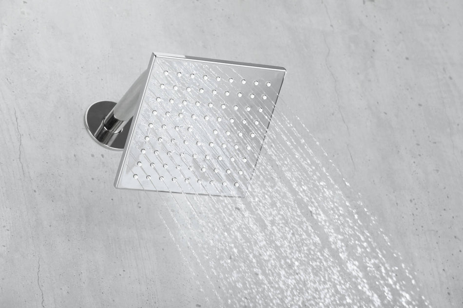16'' Chrome Flushed in Bluetooth Music Waterfall Rainfall LED Shower Valve Ceiling  Thermostatic Shower Faucet Set with Regular head wall mount