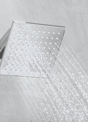 Chrome ceiling mount 20 inch or 24 inch rainfall shower head system 4 way thermostatic shower faucet with wall mount 6 inch high water pressure regular shower head
