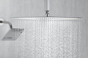 
                  
                    Chrome 12 inch or 16 inch rainfall shower head 22 inch wall mount arm 6 inch regular high water pressure shower head 3 way thermostatic shower faucet each function work all together and separately
                  
                