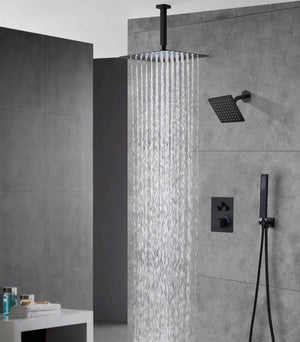 Matte Black Ceiling 12 Inch or 16 inch Rainfall Shower Head Wall Mount –  Grolta Group USA