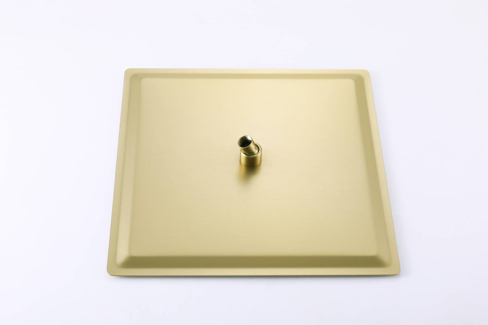 Brushed Gold 4 Function digital display Thermostatic Faucet Set with Ceiling 12" or 16'' Rain Shower Head, High Pressure 6", Body Jets and Handheld Spray