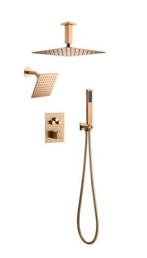 
                  
                    Rose Gold wall mount 6inch regular high water pressure shower head ceiling mount 12 inch rainfall shower head 3 way thermostatic shower system
                  
                