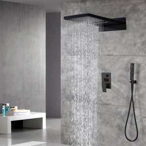 
                  
                    Matte Black 22 Inch Rainfall Waterfall 3 Way anti-scald pressure balance Digital  Display Shower Faucet
                  
                