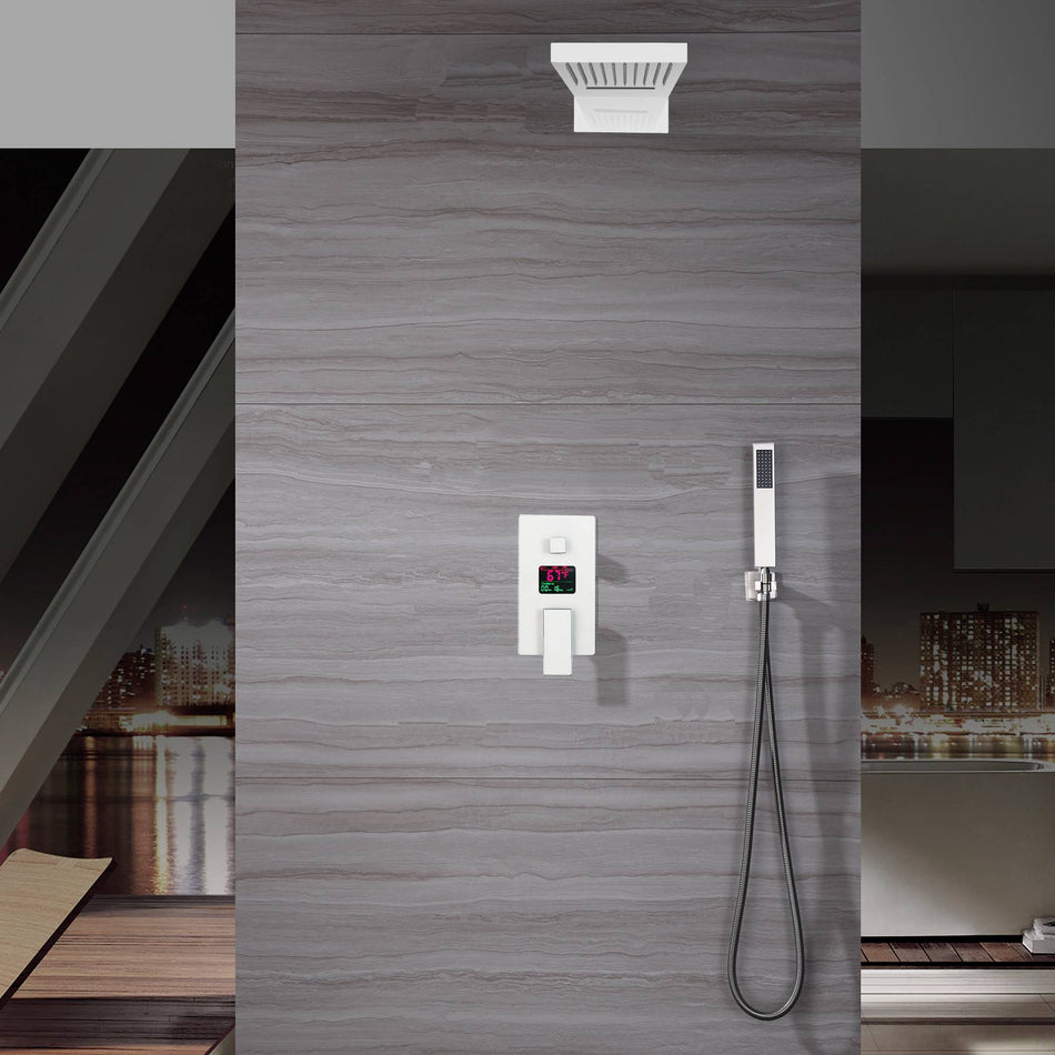Chrome 3 way digital display valve 22'' Thermostatic Shower sytems rainfall and waterfall