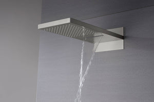 
                  
                    22inch rainfall and waterfall Brushed Nickel 4 Way Thermostatic Shower Faucet with 8 on/off function Body Jets
                  
                