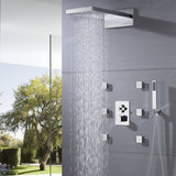 Chrome 22'' Thermostatic Shower Faucet Set Waterfall&Rain Massage Body Jet