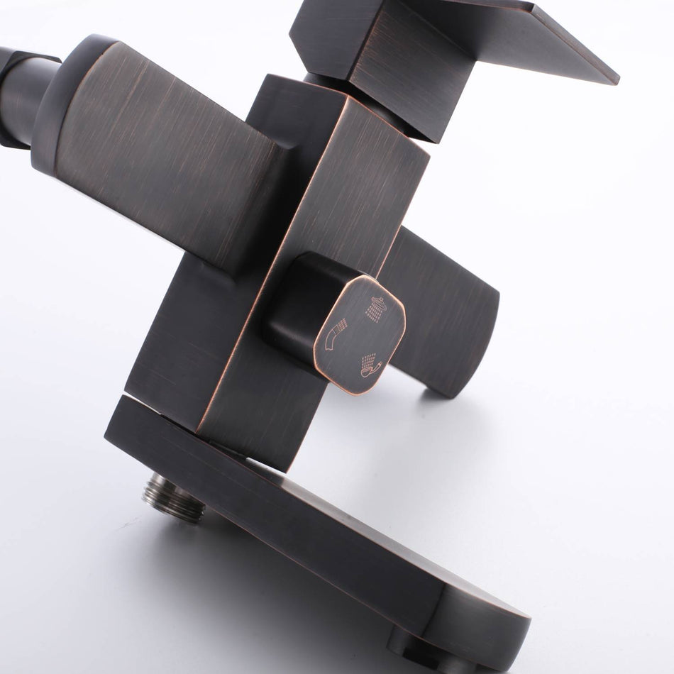 Oil Rubbed Bronze Square Rain Shower Faucet System Tub Mixer Hand Sprayer Oil Rubbed Bronze