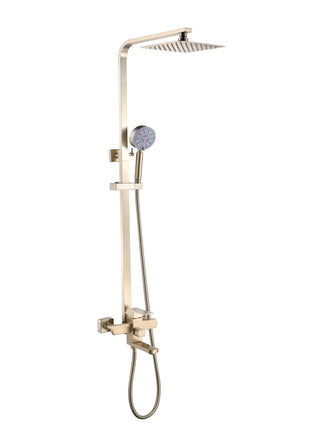 Brushed Gold wall mounted exposed  handle shower set with tub spout and handle shower