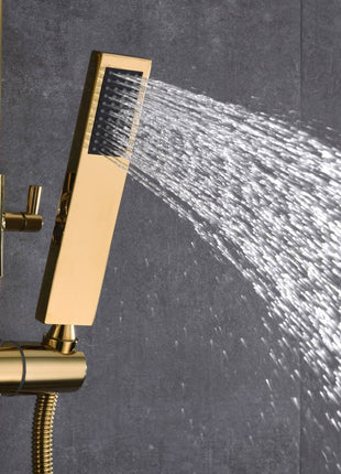Thermostatic Digital Gold Rain Shower Faucet Wall Mounted Bathtub Shower Hand Shower Mixer