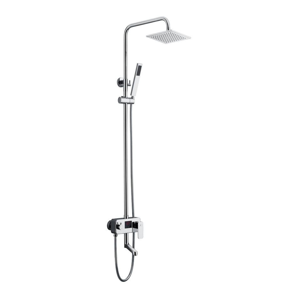 8 inch rain head 3 function digital display exposed handle shower set with tub spout and handle shower