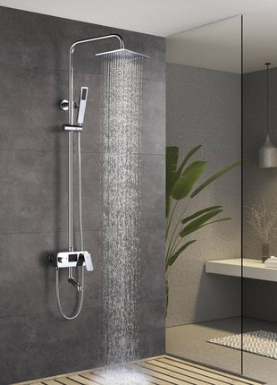 8 inch rain head 3 function digital display exposed handle shower set with tub spout and handle shower