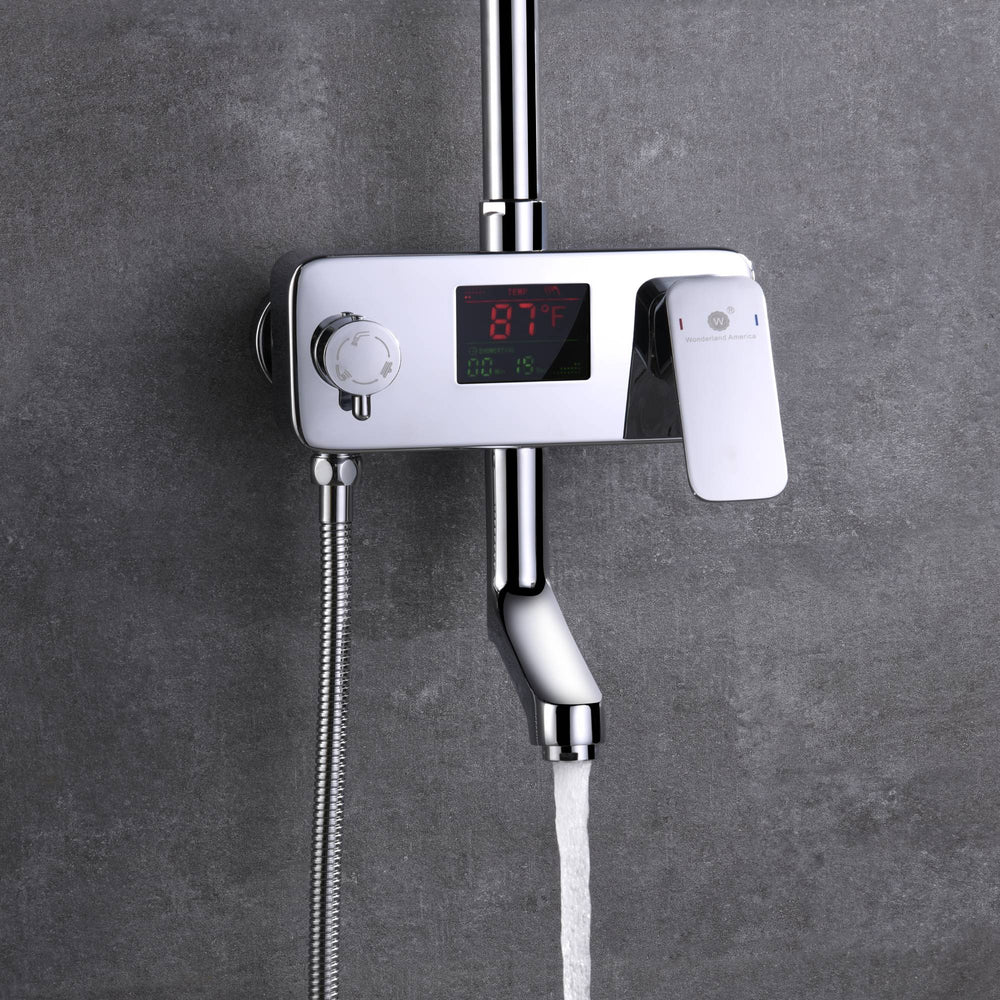 
                  
                    8 inch rain head 3 function digital display exposed handle shower set with tub spout and handle shower
                  
                