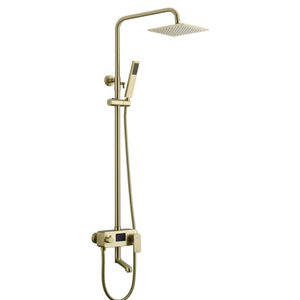 
                  
                    Brushed gold 8 inch  rain head 3 function digital display exposed handle shower set with tub spout and handle shower
                  
                