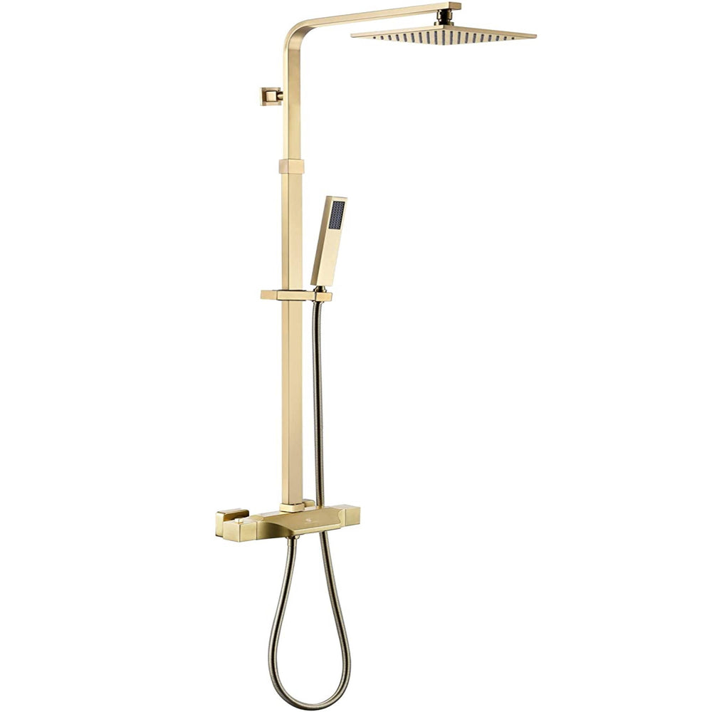 
                  
                    Brushed Gold 8'' rain shower head 3 function thermostatic exposed handle shower system with tub spout and handle shower
                  
                