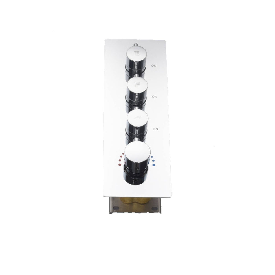 Chrome 20inch 3 LED colors 3 way digital thermostatic shower faucet with 6 body jets and sliding bar