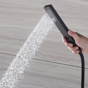 
                  
                    12 inch or 16 inch LED wall mounted shower head matte black 3 way thermostatic shower faucet with body jets and sliding bar
                  
                