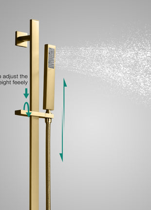 22inch Brushed gold 3 way Digital display Thermostatic Shower valve system that each function run all together and separately