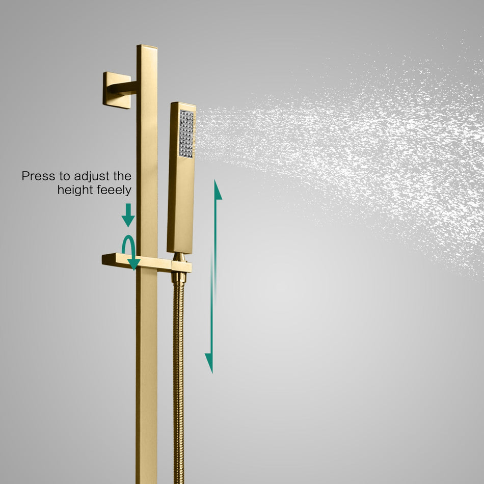 22inch Brushed gold 3 way Digital display Thermostatic Shower valve system that each function run all together and separately