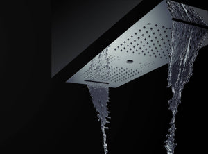 36 x 12 inch flushed mount water column rainfall waterfall 64 LED light bluetooth music shower head