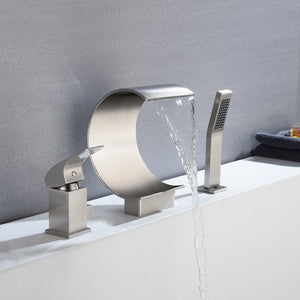 
                  
                    Brushed Nickel Bathtub Faucet Waterfall Mixer Faucet with Hand Shower Deck Mount
                  
                