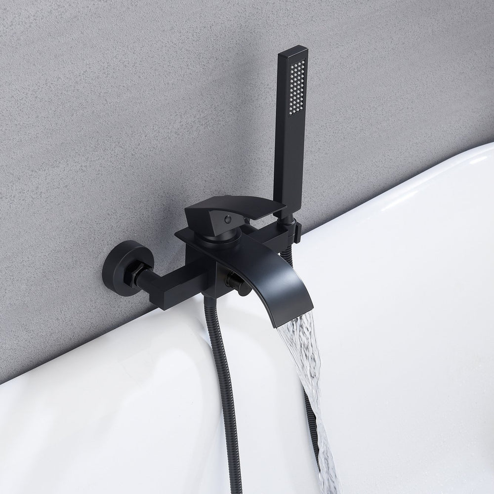 
                  
                    Matte Black Waterfall Wall-mount Bath Tub Filler Faucet with Handheld Shower
                  
                
