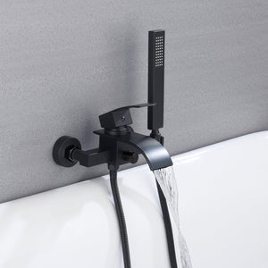 
                  
                    Matte Black Waterfall Wall-mount Bath Tub Filler Faucet with Handheld Shower
                  
                