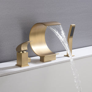 
                  
                    Brushed gold Bathtub Faucet Waterfall Mixer Faucet with Hand Shower Deck Mount
                  
                