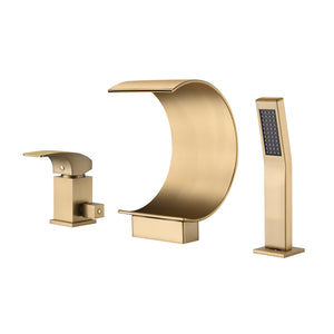 
                  
                    Brushed gold Bathtub Faucet Waterfall Mixer Faucet with Hand Shower Deck Mount
                  
                