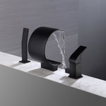 Matte black Bathtub Faucet Waterfall Mixer Faucet with Hand Shower Deck Mount