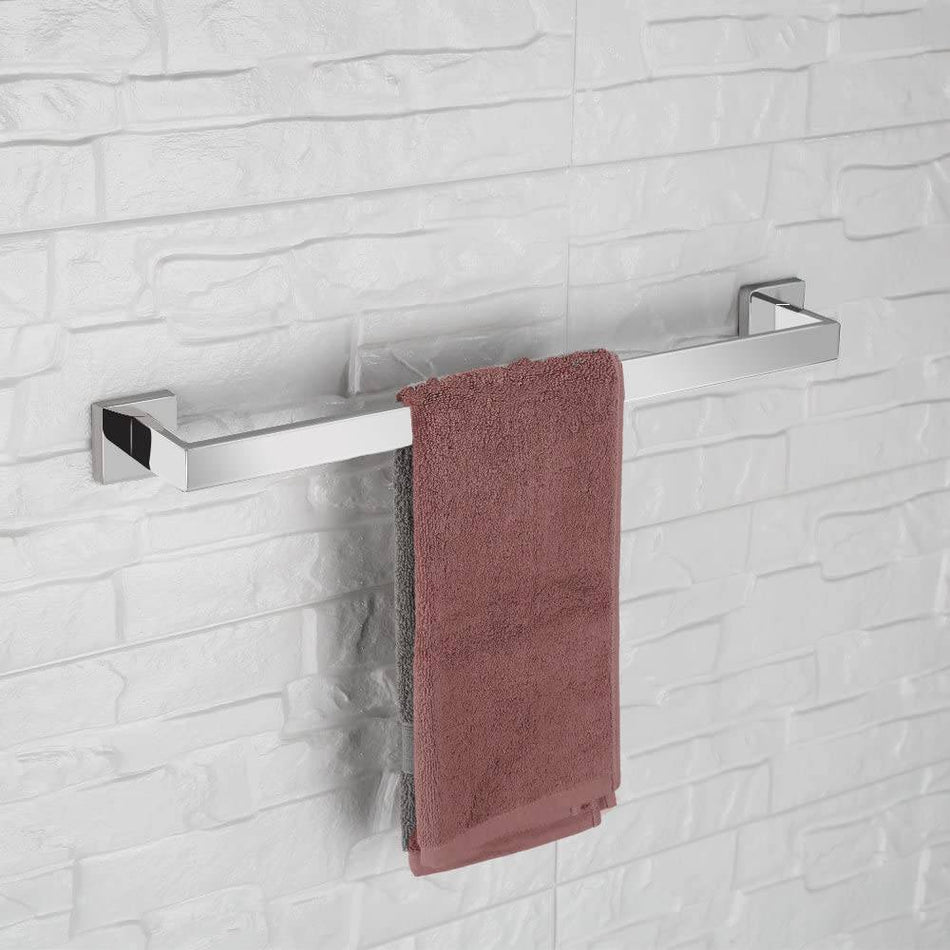 30 inch Square 4-Piece Brass Chrome Bathroom Hardware Set Towel Bar Towel Ring Toilet Paper Holder Robe Hook Tower Holder,Wall Mounted
