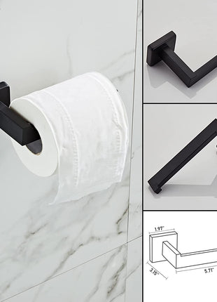 30 inch square 4-Piece Matte black Bathroom Hardware Set Towel Bar Towel Ring Toilet Paper Holder Robe Hook Tower Holder,Wall Mounted
