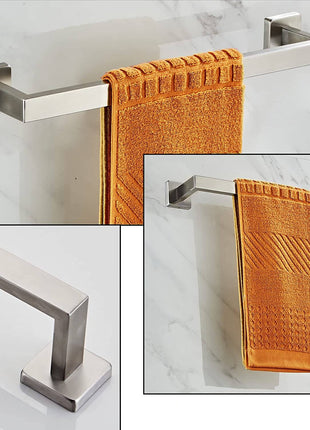 30 inch square 4-Piece  Brushed nickel Bathroom Hardware Set Towel Bar Towel Ring Toilet Paper Holder Robe Hook Tower Holder,Wall Mounted