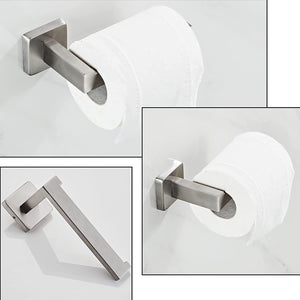 Brushed Nickel Bathroom Hardware Set Towel Bar Ring Hook Toilet Paper  Holder