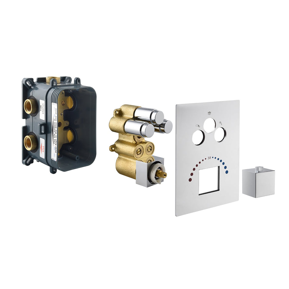 Matte Black 3-Way Thermostatic valve with trim and each function work at the same time and separately
