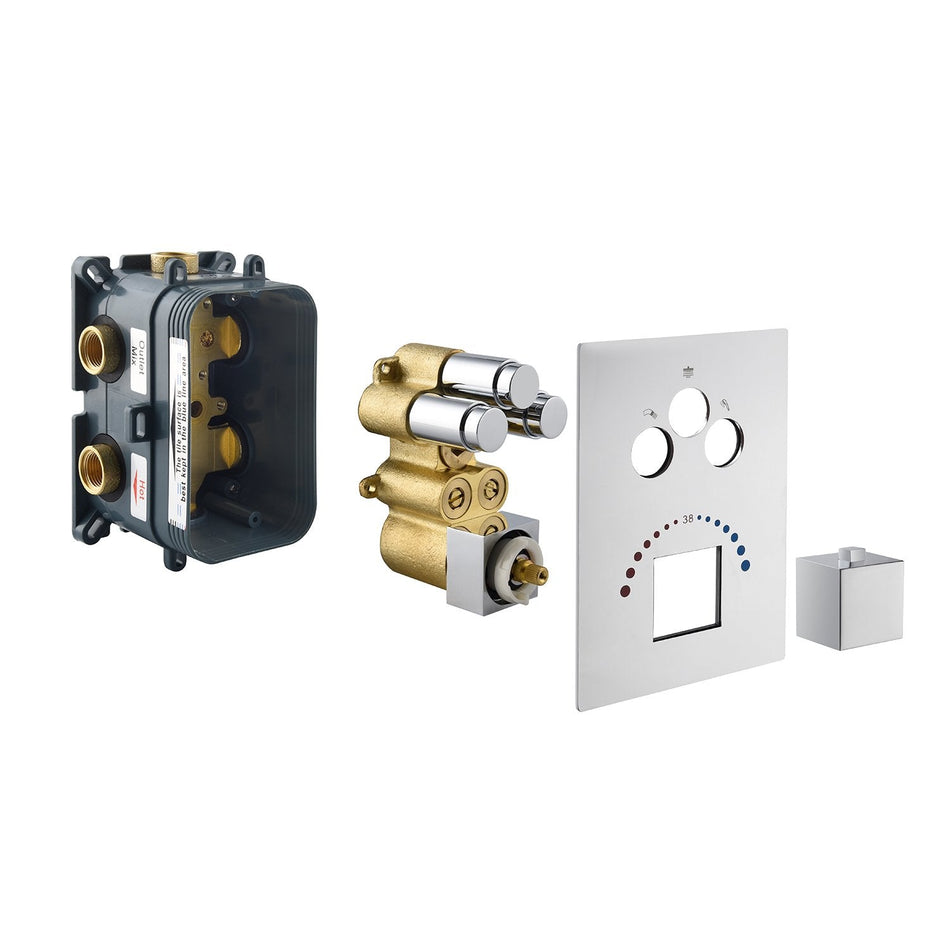 12 inch or 16 inch LED Chrome 22 inch wall mounted 3 way thermostatic shower faucet each function work all together and separately with tub spout