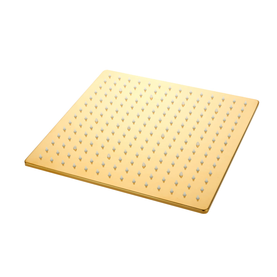 Polished Gold 3 LED light Rainfall Shower Head