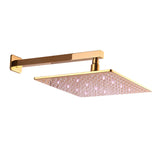 Polished Gold 3 LED light Rainfall Shower Head