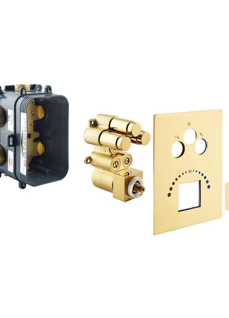 Brushed Gold 3-Way Thermostatic valve with trim and each function work at the same time and separately