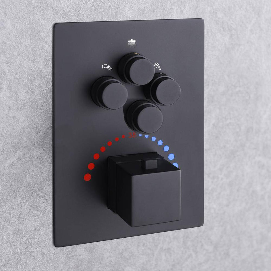 Matte Black 4-Way Thermostatic valve with trim and each function work at the same time and separately